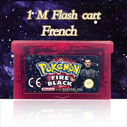 Cartucho de Juego Flash Cart de Plástico Versión Francesa FRA Chrome Éclat Pourpre Fire Black 1M para ROM Hack - Product Image 3