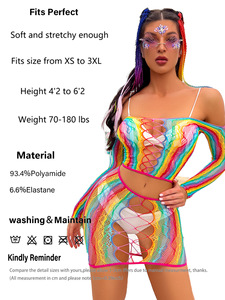<span class=keywords><strong>Bas</strong></span> de corps 2 pièces en résille sexy pour filles <span class=keywords><strong>bas</strong></span> de corps arc-en-ciel pour femmes - Product Image 4