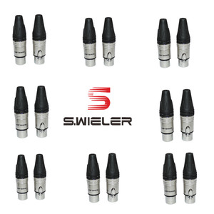 XLR 3 Pin Konektor Kabel Audio Plug Mic Betina Konektor OFC Berlapis Nikel DMX Cannon-<span class=keywords><strong>M</strong></span> Konektor Mikrofon Perumahan Hitam Perak - Product Image 2