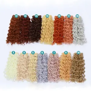 Pieza de extensión de cabello de <span class=keywords><strong>muñeca</strong></span> de Color Natural negro café Rubio de 20cm/peluca rizada de pelo ondulado DIY para pelo de <span class=keywords><strong>muñeca</strong></span> BJD - Product Image 1