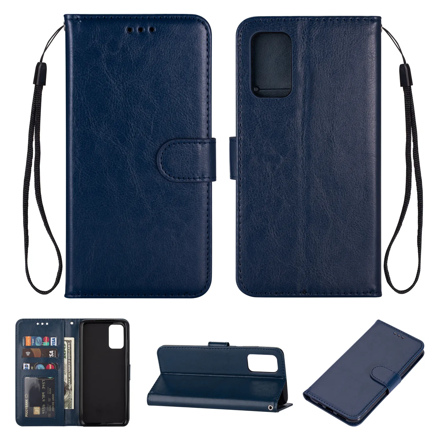 Funda de teléfono móvil de cuero para Samsung Galaxy S20 FE 5G Note20 A21 A11, cartera con tapa de tarjeta personalizada, venta al por mayor