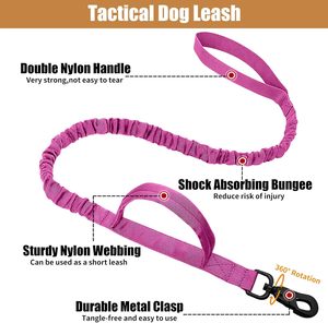 Ensemble collier et laisse tactique pour chien, collier de dressage réglable en nylon, poignée de contrôle, boucle en métal lourd, solide, tendance, réfléchissant - Product Image 5