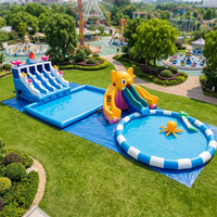 Parc aquatique gonflable durable pour l'extérieur : toboggan géant, trampoline, piscine, équipement de jeux aquatiques