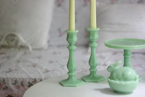 Bougeoirs en verre Jade USA <span class=keywords><strong>Mosser</strong></span> Milk Glass - Product Image 6