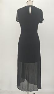 ALBBCBS04 Robe de soirée longue au sol en mousseline de soie froissée 100% polyester pour dames avec fermeture éclair latérale et cordon de serrage lavable - Product Image 2