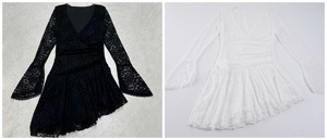 Vestido Elegante de Corte Entallado con Cuello en V, Manga Larga, Estampado Digital, Cintura Natural, Lavable, con Delicado Detalle de Encaje - Product Image 2