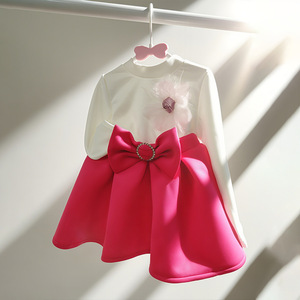 2025 autunno bambina a maniche lunghe con fiocchi Patchwork <span class=keywords><strong>abiti</strong></span> <span class=keywords><strong>da</strong></span> <span class=keywords><strong>principessa</strong></span> <span class=keywords><strong>rosa</strong></span> blu Navy viola - Product Image 1