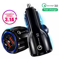Chargeur de voiture LVSHUO Quick Charge 3.0 pour téléphone portable, chargeur de voiture double USB, adaptateur de charge rapide QC 3.0, mini chargeur de voiture double USB