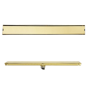 Drain de douche linéaire moderne en or brossé de 24 pouces, drain de sol rectangulaire pour salle de bain, drain de toilette poli brossé - Product Image 1
