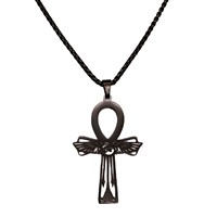 Collier croix égyptien Ankh et Oeil d'Horus en acier inoxydable avec pendentif aile de serpent en plaqué or 18 carats accessoires pour hommes