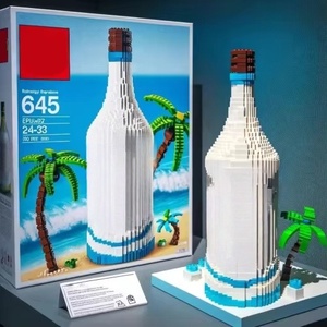 <span class=keywords><strong>D</strong></span>écoration de bar DIY : Ensemble de blocs de construction en plastique en forme de brique pour bouteille de whisky personnalisée – Cadeau <span class=keywords><strong>d</strong></span>'anniversaire pour adulte, idéal pour l'affichage - Product Image 1