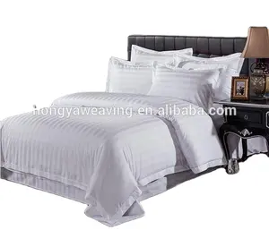 50% cotton 50% polyester 1cm stripe hotel bedding set stripe bed sheet stripe flat sheet sets for hotels