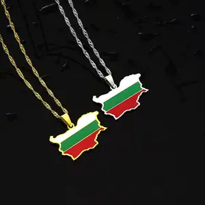 기름이 떨어지는 불가리아 공화국지도 패션지도 불가리아 초커 목걸이에 대한 국기 펜던트 목걸이