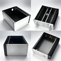 Boîtier d'amplificateur en aluminium anodisé noir usiné CNC sur mesure par l'usine OEM avec panneau de radiateur à double face