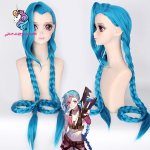 Perruque de cosplay de haute qualité Ainizi China Wigs Vendor pour le champion <span class=keywords><strong>Jinx</strong></span> de <span class=keywords><strong>League</strong></span> <span class=keywords><strong>of</strong></span> Legends, pour exposition de jeu ou Halloween - Product Image 1