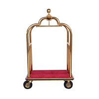 EASTON Professioneller Gold Hotel Bellman Trolley mit rotem Teppich, oberer Hängeleiste, 8'' Luftreifen, Stoßschutz, 200kg Tragkraft