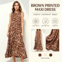 Robe longue d'été en lin tissé à fleurs pour femmes, style bohème, imprimé floral, sans manches, ample, style bohème