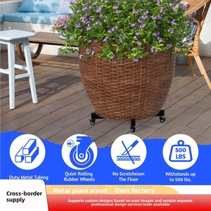 Chariot de <span class=keywords><strong>support</strong></span> d'usine transfrontalier en acier au carbone avec roues à <span class=keywords><strong>roulettes</strong></span> verrouillables pour étagère à fleurs - Product Image 1