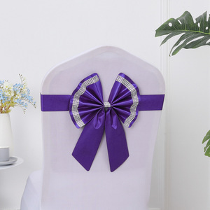 Coprisedia Floreale con Fiocco, Decorazione Elastica per Schienale in Tessuto Misto Lavabile, Nastro per Matrimoni, Hotel e Banchetti - Product Image 4