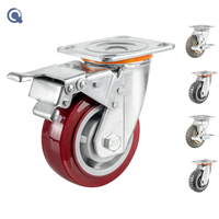 Roues pivotantes robustes pour chariot à main, roues rouges de 100-200 mm, roulettes industrielles avec roulement
