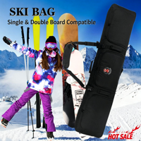 Sac de ski/snowboard pour débutant en polyester 600D résistant à l'eau, pour une ou deux planches, sans roulettes, avec fermeture à crochet, bandoulière et poignée.