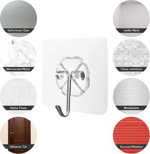 Hot Selling Traditional Plastic Transparent Strong Self-Adhesive Eco-Friendly Wall <b>Hooks</b> for Coat Kitchen Bathroom Door Use - Product Image 3