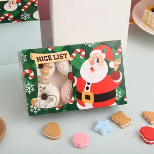 만화 메리 크리스마스 컵케익 최신 디자인 크리스마스 공예 종이 상자 명확한 창과 케이크 포장 선물 상자