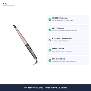 <span class=keywords><strong>Rizador</strong></span> de Pelo <span class=keywords><strong>Cónico</strong></span> 25W PTC, Barril de Cerámica de 13-25mm, Temperatura Ajustable 150-230°C, Apagado Automático 60 Min, Cable Giratorio 360°, Base Térmica, OEM - Product Image 3