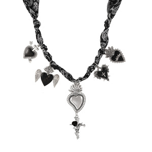Collar de Cadena Plateada Gótica Retro de Moda Asu con Múltiples Dijes de Corazón Sagrado, Joyería Religiosa Vintage al por Mayor para Mujer - Product Image 5