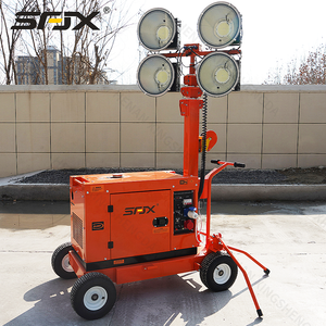 Tour d'éclairage mobile SRJX à générateur diesel portable, 4 projecteurs LED orange, équipement d'éclairage de chantier - Product Image 2