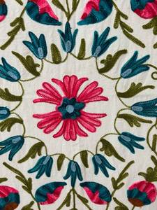 Traditional Cotton Suzani <b>Throw</b> Hand Embroidered Bedsheet <b>Bed</b> <b>Cover</b> Uzbek Textile Colorful Wall Decor - Product Image 3