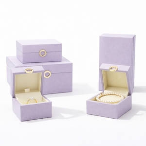 High End Jewelry Set <b>Box</b> Custom Rigid PU Leather Jewelry Gift <b>Box</b> Custom Suede Insert Foil Stamping Custom Logo Factory Price - Product Image 2