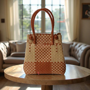 Vente en gros SCB-0043M Sembagi sac tissé unique fait à la main pour femmes de qualité supérieure en plastique recyclé coloré écologique taille M - Product Image 1