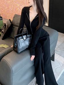 ชุดวอร์มถักนิตติ้งสำหรับผู้หญิง เสื้อแจ็คเก็ตมีฮู้ดลำลองและกางเกงขายาวเอวสูง ชุดเซ็ต 2 ชิ้น เสื้อผ้าแฟชั่นสำหรับผู้หญิง - Product Image 3