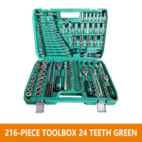 Juego Profesional de 216 Piezas de Herramientas de Reparación Automotriz Manual con Carraca, Combinación de Llaves, Caja Rígida, Juego de Vasos OEM de Acero al Carbono
