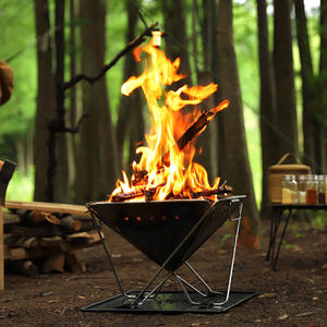 เตาไฟพับได้สแตนเลสสำหรับกลางแจ้ง 35x40x34 ซม. ดีไซน์กันลมสำหรับตั้งแคมป์ปิกนิกเตาไม้สีเงิน - Product Image 3
