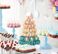 Vente en gros de plateaux en plastique PET ronds à 4/6/10 niveaux, présentoir à macarons, support de présentation de desserts, vaisselle pour fête et célébration