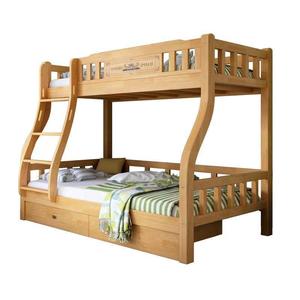 เตียงสองชั้นไม้จริงพร้อมที่เก็บของ ห้องเด็ก เตียงคู่ สีธรรมชาติ - Product Image 4
