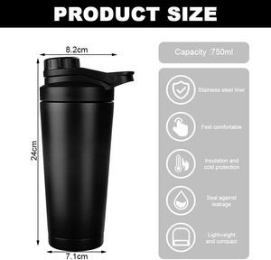 Custom Logo BPA Free Insulated Stainless Steel Shaker Cup Water <b>Bottle</b> Wire Whisk 26oz Push Button Flip Cap Camping Eco-Friendly - Product Image 2