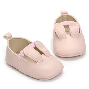 新的粉红色的兔子软底婴儿婴儿鞋步行鞋松紧带卡通婴儿鞋