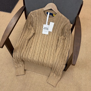 Pull en tricot à col rond pour homme, style décontracté de luxe Ral, bleu marine, ajusté et chaud, 100% coton. - Product Image 3