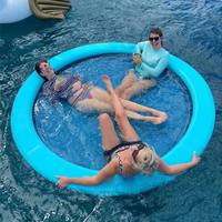 Runde aufblasbare Netz-Wassersportliege, schwimmende PVC-Lounge-Liege mit Griffen für Pool, See, Meer, große runde Netzliege