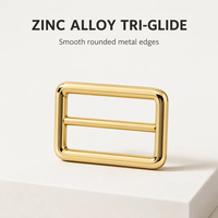 Boucle coulissante à trois barres en alliage de zinc de 20-50 mm, couleur or clair ou bronze, réglable, pour sangle de sac ou collier de chien