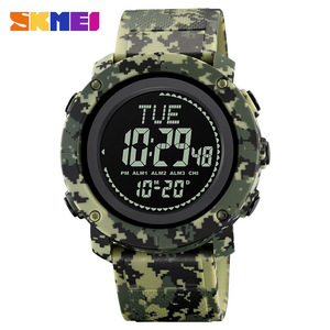 Skmei <b>Digital</b> Watch Men Military Green TPU Strap 3Bar Waterproof Electronic Alarm <b>Clock</b> Sports Watch - Product Image 5