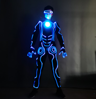 Costume néon lumineux EL Wire Tron avec lumière LED sur la poitrine pour Halloween, cosplay et soirées rave
