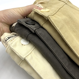 Pantalones Cargo de lona pesada para hombre de <span class=keywords><strong>Tough</strong></span> Guy, pantalones casuales gruesos de algodón holgados planos con cordón recto suelto medio para exteriores - Product Image 6