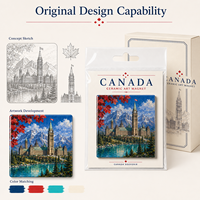 Aimant de réfrigérateur carré en céramique, souvenir touristique du Canada, avec impression de monuments, aimant de réfrigérateur personnalisé avec œuvre d'art urbaine, OEM ODM, vente en gros