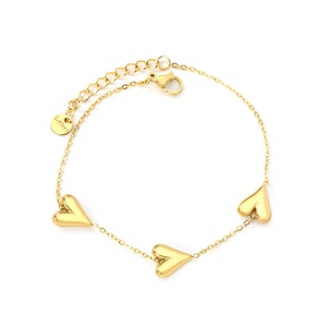 Pulsera de Moda para Mujer, Chapada en Oro de 18K, de Acero Inoxidable, con Dije de Corazón, Resistente al Agua, Moderna, Antideslustre - Product Image 1
