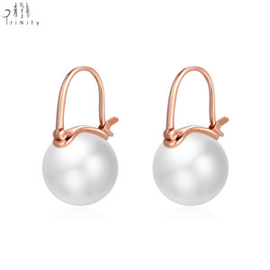 มาใหม่ที่เรียบง่ายสง่างามเลดี้เครื่องประดับมุก18พันแข็งกุหลาบทองจริงธรรมชาติน้ำจืดมุกต่างหูสตั๊ดสำหรับผู้หญิง - Product Image 2