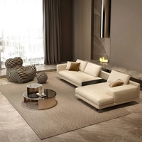 Canapé modulaire en cuir haut de gamme en forme de L, design moderne, structure robuste, idéal pour salon, hôtel, atelier - Offre spéciale